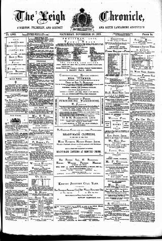 cover page of Leigh Chronicle and Weekly District Advertiser published on November 30, 1878