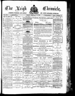 cover page of Leigh Chronicle and Weekly District Advertiser published on February 28, 1890