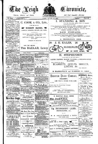 cover page of Leigh Chronicle and Weekly District Advertiser published on September 18, 1903
