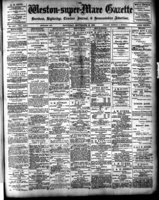 cover page of Weston-super-Mare Gazette, and General Advertiser published on September 18, 1897
