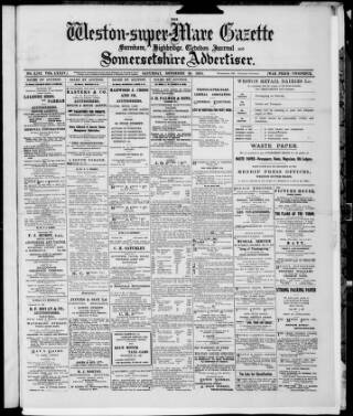 cover page of Weston-super-Mare Gazette published on November 30, 1918