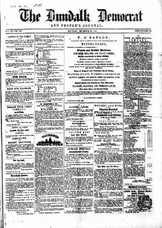 cover page of Dundalk Democrat published on December 30, 1854