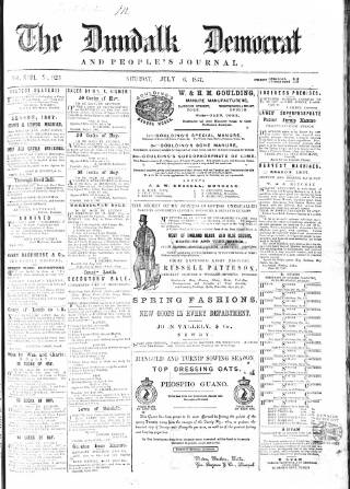 cover page of Dundalk Democrat published on July 6, 1867