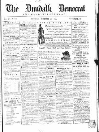 cover page of Dundalk Democrat published on November 30, 1867