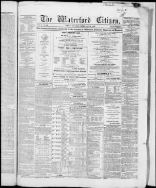 cover page of Waterford Citizen published on February 28, 1868