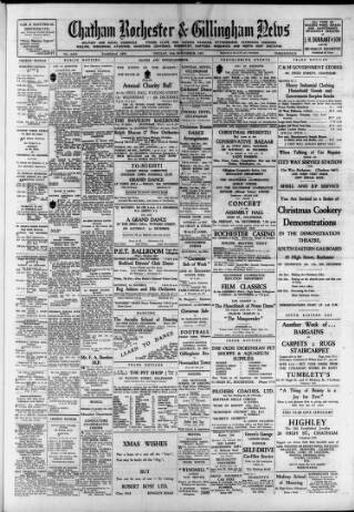 cover page of Chatham News published on November 30, 1951