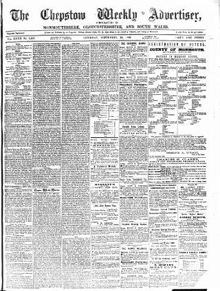 cover page of Chepstow Weekly Advertiser published on September 18, 1886