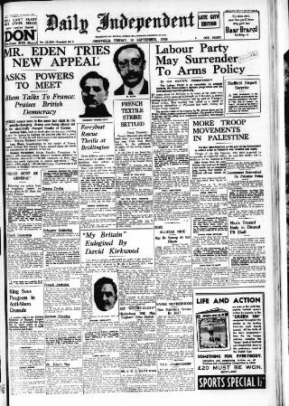 cover page of Sheffield Independent published on September 18, 1936