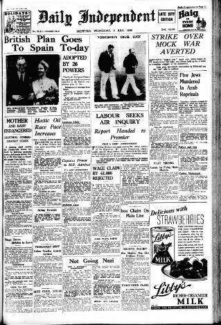 cover page of Sheffield Independent published on July 6, 1938