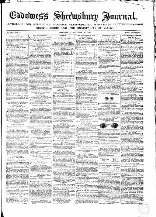 cover page of Eddowes's Shrewsbury Journal published on November 30, 1859