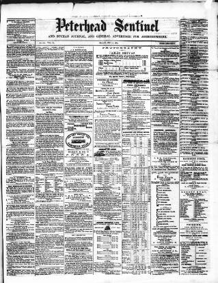 cover page of Peterhead Sentinel and General Advertiser for Buchan District published on July 6, 1866