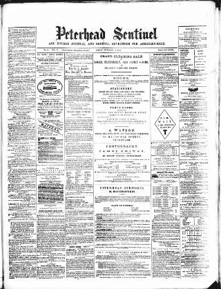 cover page of Peterhead Sentinel and General Advertiser for Buchan District published on September 18, 1868