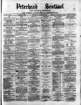 cover page of Peterhead Sentinel and General Advertiser for Buchan District published on February 28, 1883