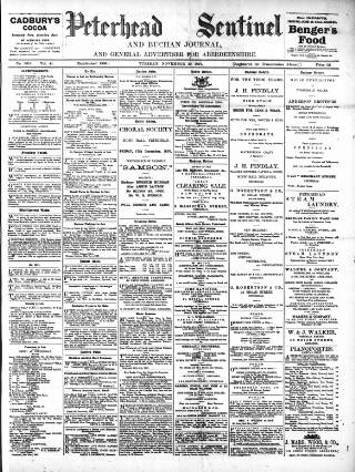 cover page of Peterhead Sentinel and General Advertiser for Buchan District published on November 30, 1897