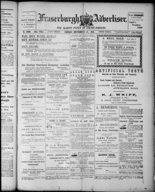 cover page of Fraserburgh Advertiser published on September 18, 1903