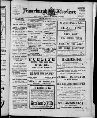 cover page of Fraserburgh Advertiser published on November 30, 1917