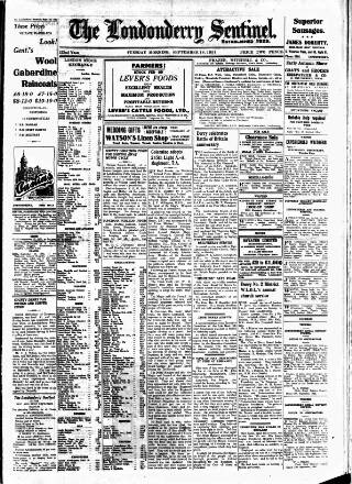 cover page of Londonderry Sentinel published on September 18, 1951