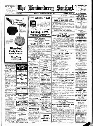 cover page of Londonderry Sentinel published on November 30, 1957