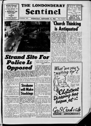 cover page of Londonderry Sentinel published on November 15, 1961