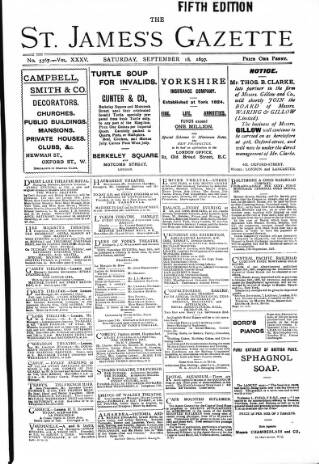 cover page of St James's Gazette published on September 18, 1897