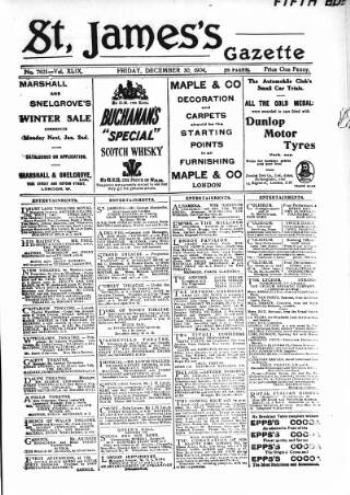 cover page of St James's Gazette published on December 30, 1904
