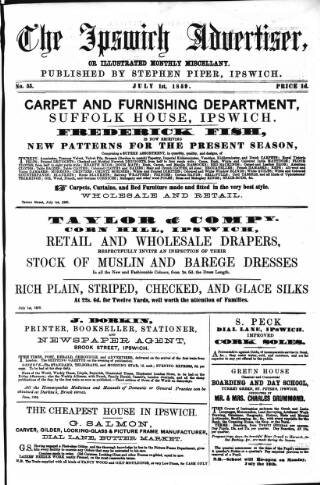 cover page of Ipswich Advertiser, or, Illustrated Monthly Miscellany published on July 1, 1859