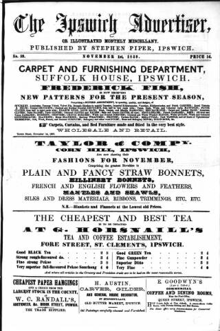 cover page of Ipswich Advertiser published on November 1, 1859