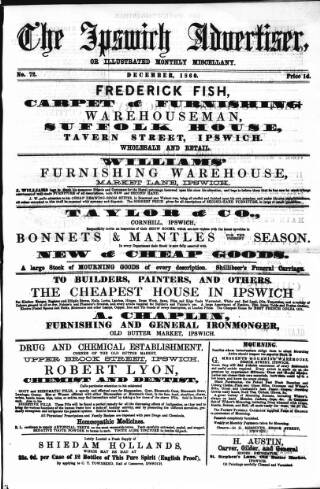 cover page of Ipswich Advertiser published on December 1, 1860