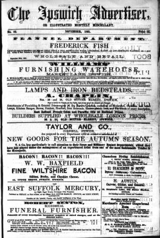 cover page of Ipswich Advertiser, or, Illustrated Monthly Miscellany published on November 1, 1861