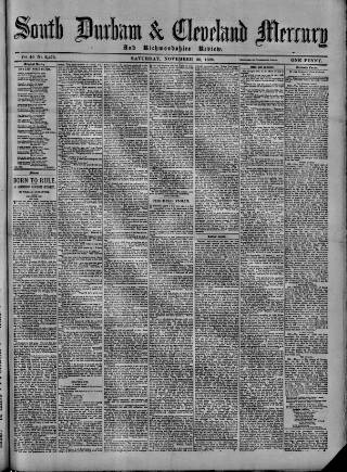 cover page of South Durham & Cleveland Mercury published on November 30, 1889