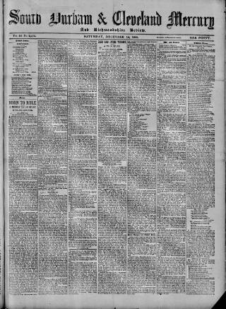 cover page of South Durham & Cleveland Mercury published on December 14, 1889