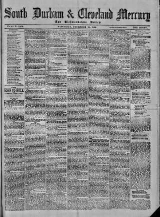 cover page of South Durham & Cleveland Mercury published on December 21, 1889