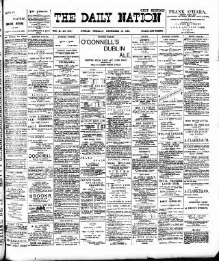 cover page of Dublin Daily Nation published on November 15, 1898