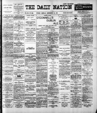 cover page of Dublin Daily Nation published on September 18, 1899