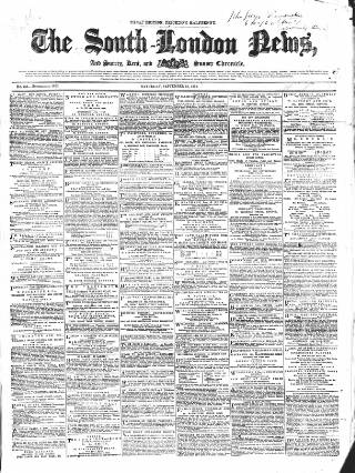 cover page of South-London News published on September 18, 1858
