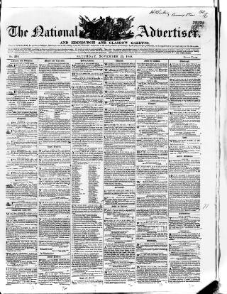 cover page of National Advertiser and Edinburgh and Glasgow Gazette published on November 25, 1848