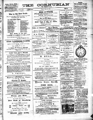 cover page of Cornubian and Redruth Times published on May 29, 1885