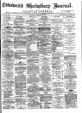 cover page of Eddowes's Shrewsbury Journal published on December 30, 1874
