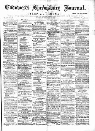 cover page of Eddowes's Shrewsbury Journal published on February 28, 1877
