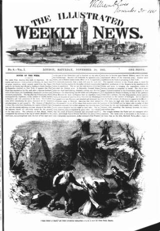 cover page of Illustrated Weekly News published on November 30, 1861