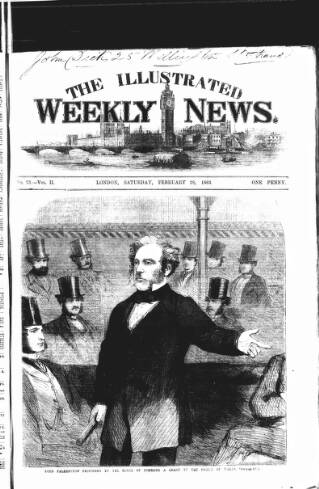 cover page of Illustrated Weekly News published on February 28, 1863