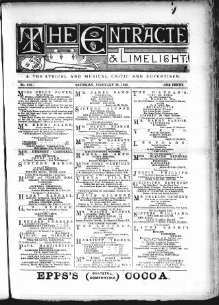 cover page of London and Provincial Entr'acte published on February 28, 1885