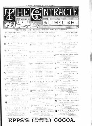 cover page of London and Provincial Entr'acte published on February 28, 1903