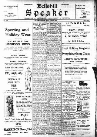 cover page of Bellshill Speaker published on July 6, 1923