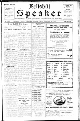 cover page of Bellshill Speaker published on September 18, 1931