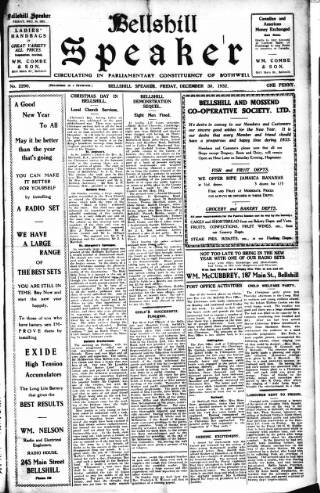 cover page of Bellshill Speaker published on December 30, 1932