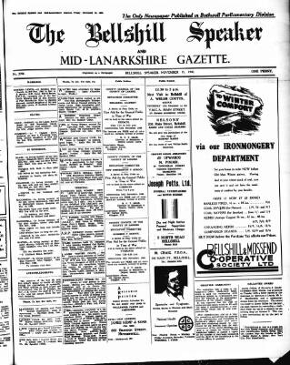 cover page of Bellshill Speaker published on November 15, 1940