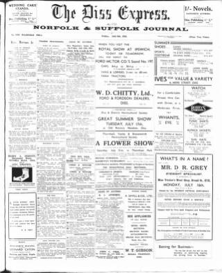 cover page of Diss Express published on July 6, 1934