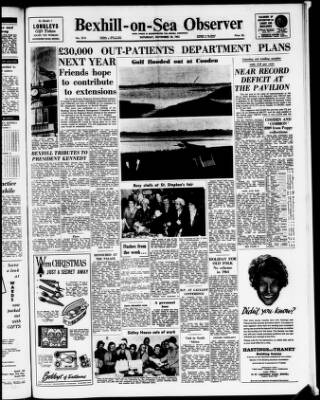 cover page of Bexhill-on-Sea Observer published on November 30, 1963