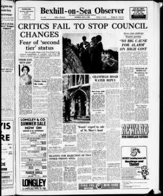 cover page of Bexhill-on-Sea Observer published on July 6, 1968